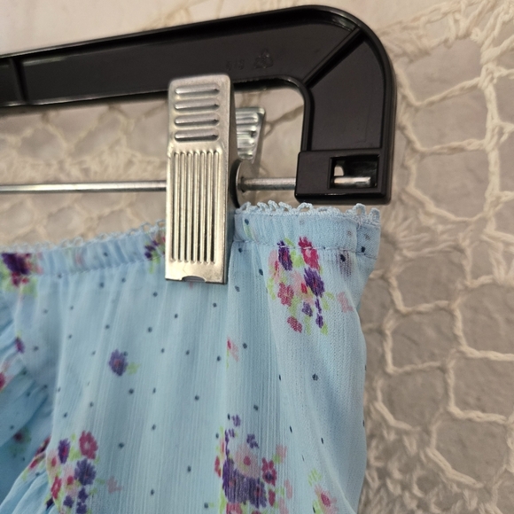 Urban Outfitters Boho Fairycore Blue Ditsy Floral Ruffle Asymmetrical Midi Skirt - Picture 9 of 14